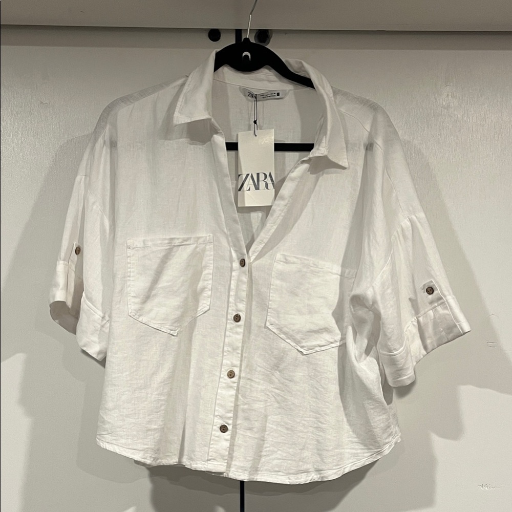 Zara Cropped Blouse with Pockets